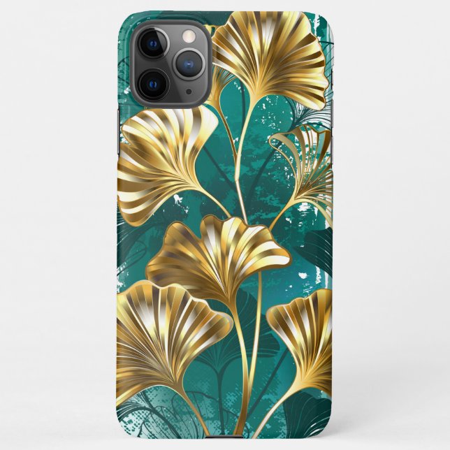 Coque iPhone Branche avec Feuilles d'or Ginko Biloba (Dos)