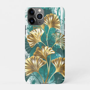 Coque iPhone 11Pro Branche avec Feuilles d'or Ginko Biloba
