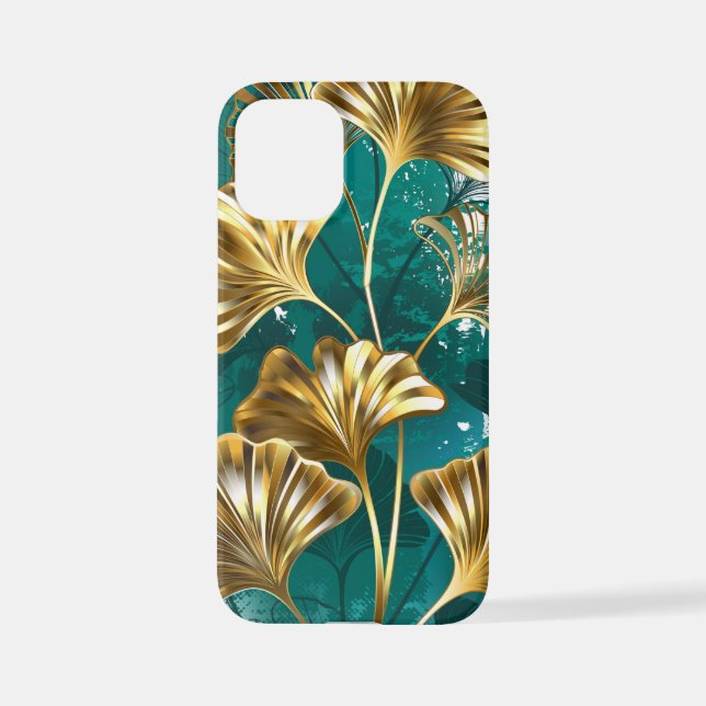 Coque iPhone Branche avec Feuilles d'or Ginko Biloba (Verso)