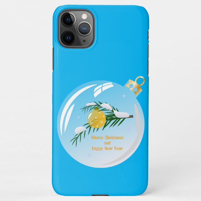 Coque iPhone Branche de Noël décorée en bauble (Dos)