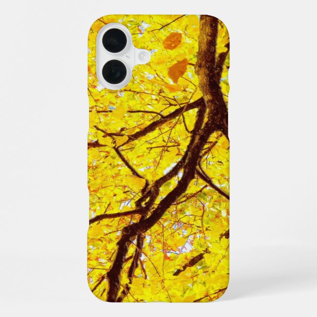 Coque iPhone Branches d'automne - jaune doré (Verso)