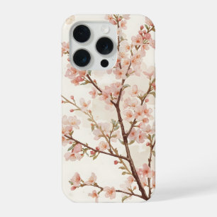 Coque iPhone 15 Pro Branches de fleurs de cerisier rose tendre
