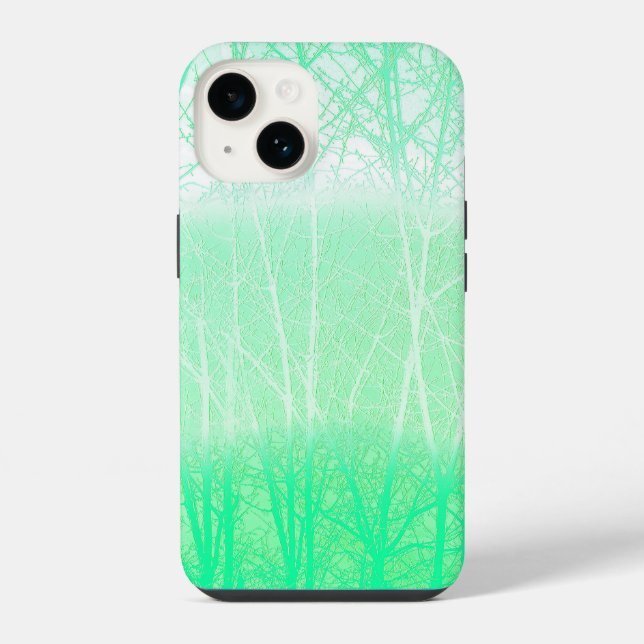 Coque iPhone Branches de Menthe Verte Brumeuse Givrée (Verso)