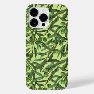 Coque Pour Pour iPhone 14 Pro Max Branches d'olive sur le vert miel