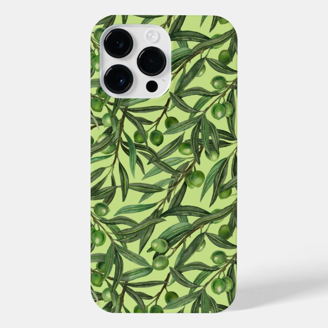 Coque iPhone Branches d'olive sur le vert miel (Verso)
