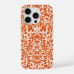Coque iPhone 15 Pro Branches et feuilles de chêne, motif damassé dans