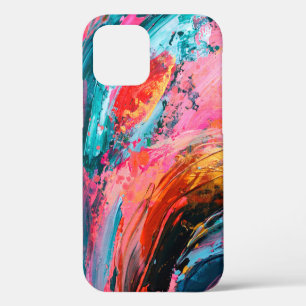Coque iPhone 12 Bright coloré main peint abstrait fond d'arrière-p