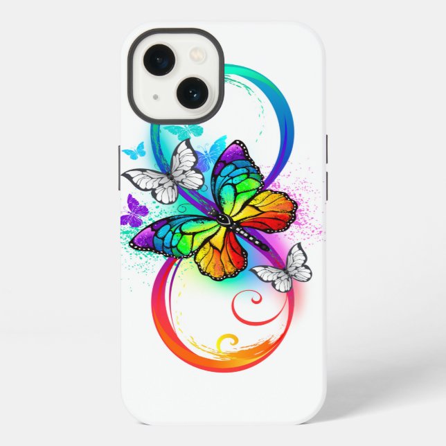 Coque iPhone Bright infinity with rainbow butterfly (Verso)