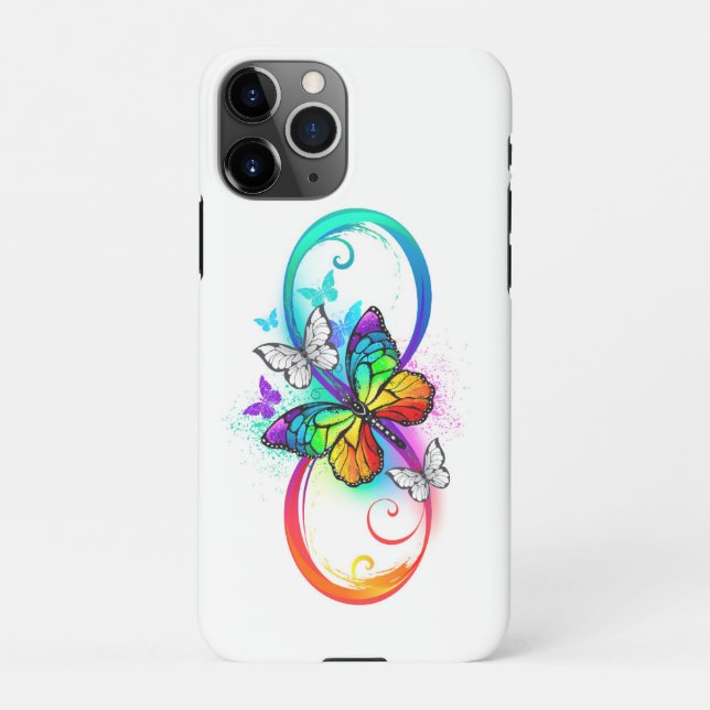 Coque iPhone Bright infinity with rainbow butterfly (Dos)