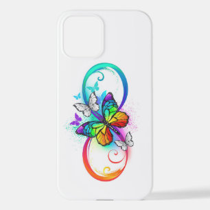 Coque iPhone 12 Bright infinity with rainbow butterfly