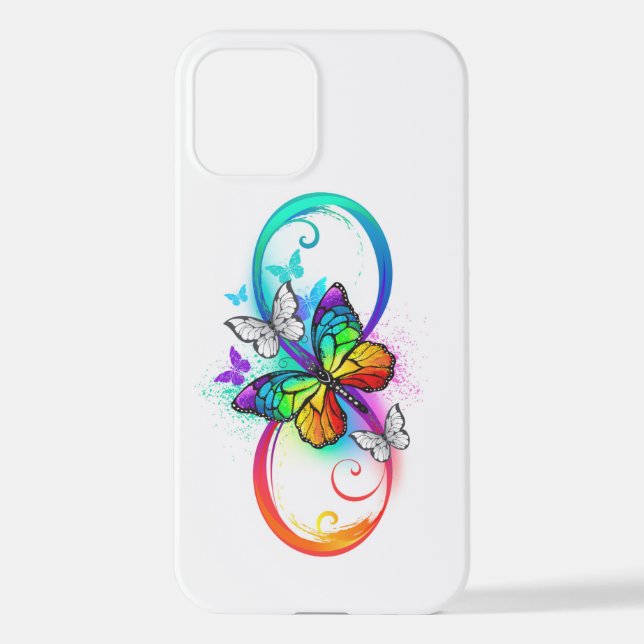 Coque iPhone Bright infinity with rainbow butterfly (Verso)