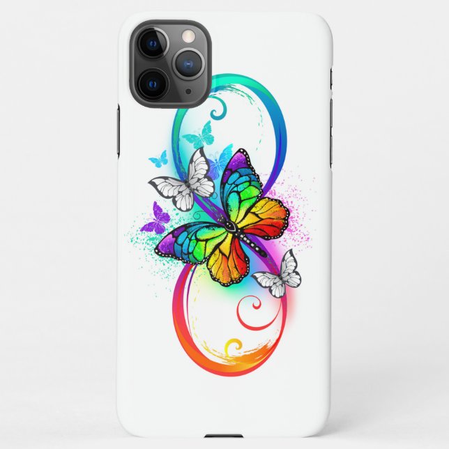 Coque iPhone Bright infinity with rainbow butterfly (Dos)