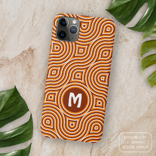 Etui iPhone 13 Pro Max Bright Orange foncé Brown blanc Motif du Milieu de
