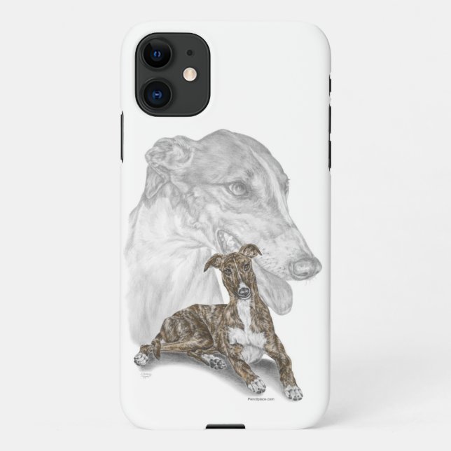 Coque iPhone Brindle Greyhound Chig Art (Dos)
