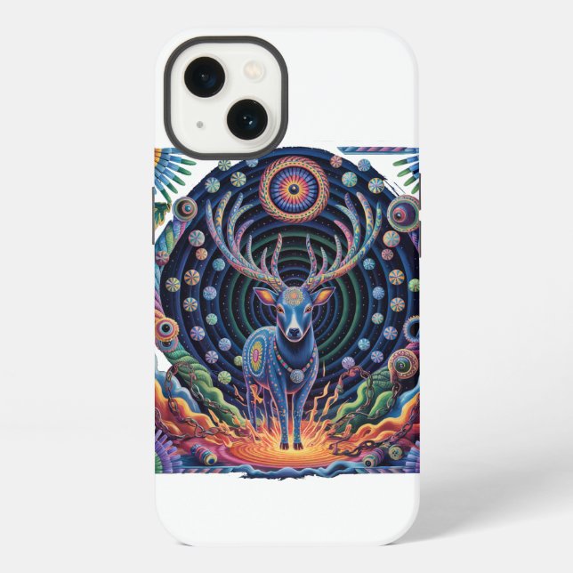 Coque iPhone Briser les Chaînes  | Art Indigène | Cerf Aztèque (Verso)