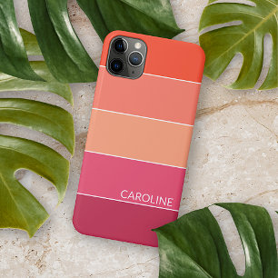 Coque iPhone 11Pro Max Broche Corail Personnalisée Orange Magenta Rouge R