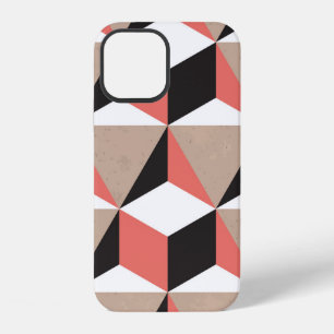 Coque iPhone 12 Broche de formes 3D de corail noir et blanc géomét