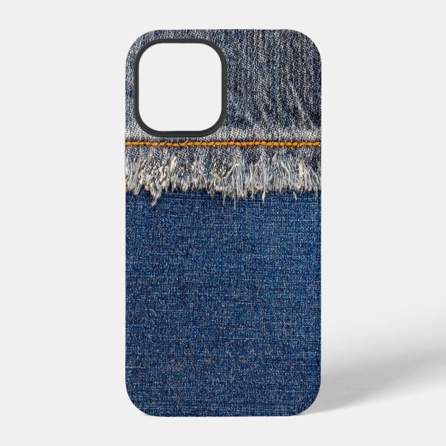 Coque iPhone Broderie orange, Double patch en denim. (Verso)