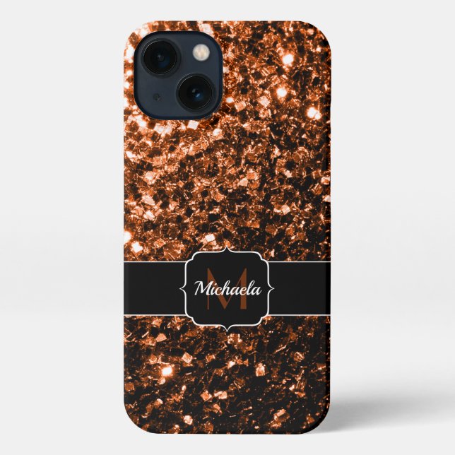 Coque iPhone Bronze brun cuivre fausse parties scintillant scin (Verso)
