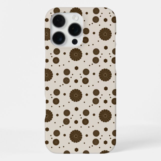 Coque iPhone Brun foncé micro floral beige (Verso)