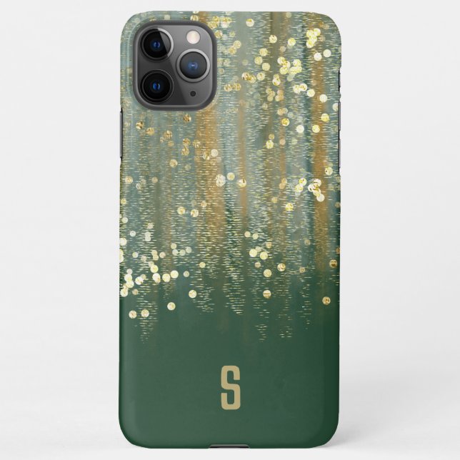 Coque iPhone Brush Strokes et Confetti Dots avec Monogramme Or (Dos)
