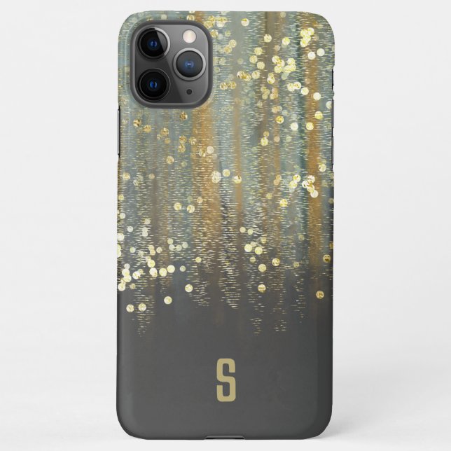 Coque iPhone Brush Strokes et Confetti Dots avec Monogramme Or (Dos)