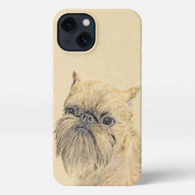 Coque iPhone Bruxelles Griffon Rough Paining - Art Chien origin (Verso)