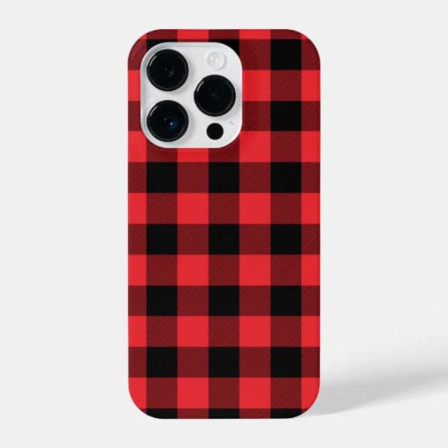 Coque iPhone Buffalo Plaid Red Black Check (Verso)
