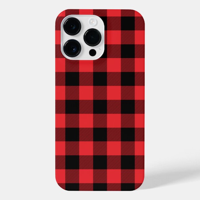 Coque iPhone Buffalo Plaid Red Black Check (Verso)