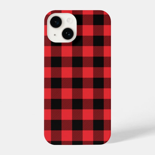 Coque iPhone Buffalo Plaid Red Black Check (Verso)