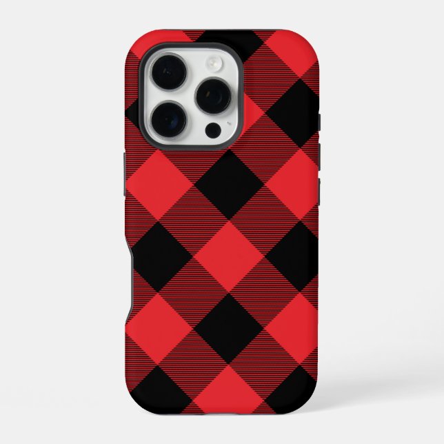 Coque iPhone Buffalo Plaid Red Black Check (Verso)
