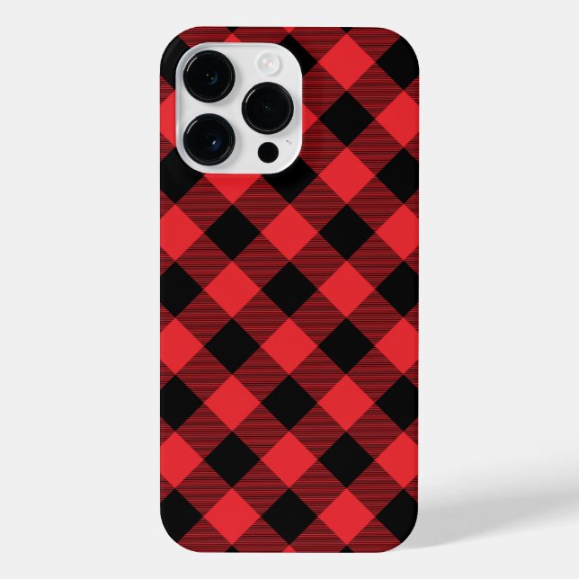 Coque iPhone Buffalo Plaid Red Black Check (Verso)
