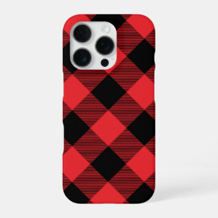 Coque iPhone 16 Pro Buffalo Plaid Red Black Check