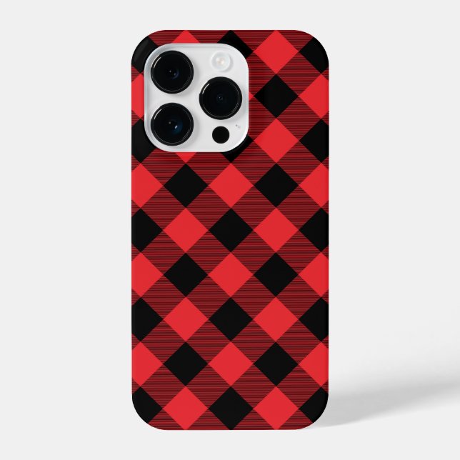 Coque iPhone Buffalo Plaid Red Black Check (Verso)