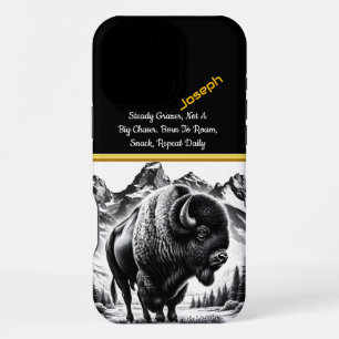 Coque iPhone 16 Pro Max Buffle au crépuscule près des montagnes