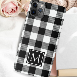 Coque iPhone 11Pro Max Buffle noir et blanc monogramme plaqué