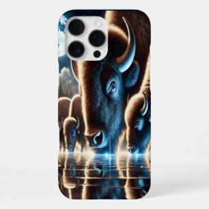 Coque iPhone 16 Pro Max Buffles célestes buvant sous le ciel étoilé