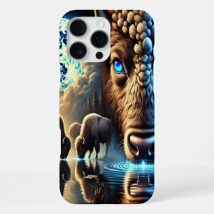 Coque iPhone 16 Pro Max Buffles Éthérés au Milieu de Réflexions Cosmiques