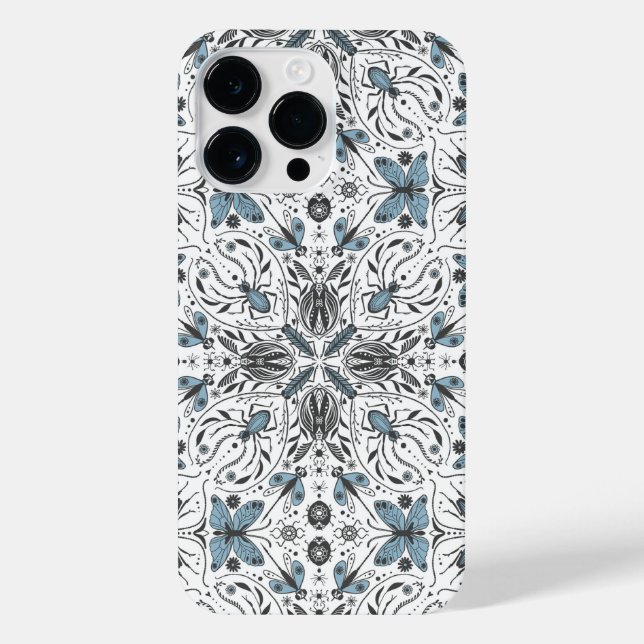 Coque iPhone Bugs, noir et bleu (Verso)