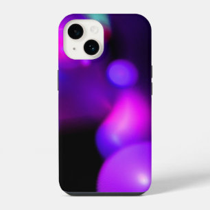 COQUE POUR iPhone 14 BULLES FRACTALES ROSE FUCHSIA VIOLET DANS LE NOIR