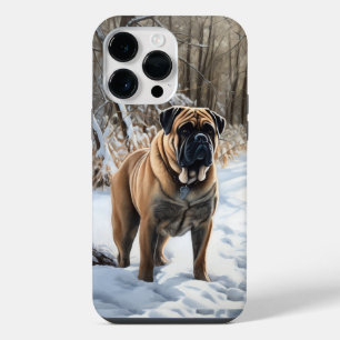 Coque Pour Pour iPhone 14 Pro Max Bullmastiff Qu'il neige Noël