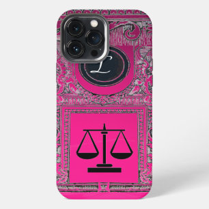 Etui iPhone 13 Pro Max BUREAU JURIDIQUE JUSTICE, AVOCAT Monogramme Rose