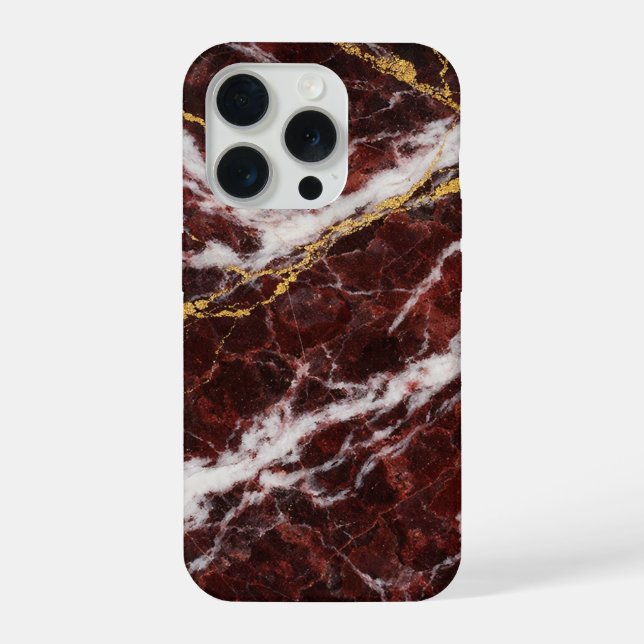 Coque iPhone Burgundy Royale Marble with White & Gold Veining (Verso)