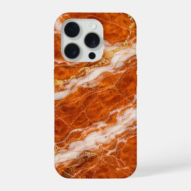 Coque iPhone Burnt Orange Marble with White Swirls & Gold Veins (Verso)