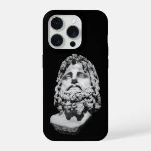 Coque iPhone 15 Pro Buste en marbre gréco-romain Classique Noir et Bla