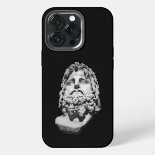 Etui iPhone 13 Pro Buste en marbre gréco-romain Classique Noir et Bla