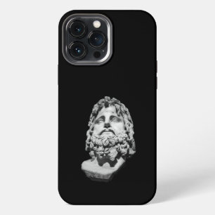 Etui iPhone 13 Pro Max Buste en marbre gréco-romain Classique Noir et Bla