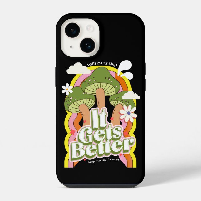 Coque iPhone Ça s'améliore | Bonnes Vibrations & Rétro Groovy C (Verso)