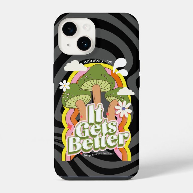 Coque iPhone Ça s'améliore | Rétro de bonnes vibrations et ambi (Verso)