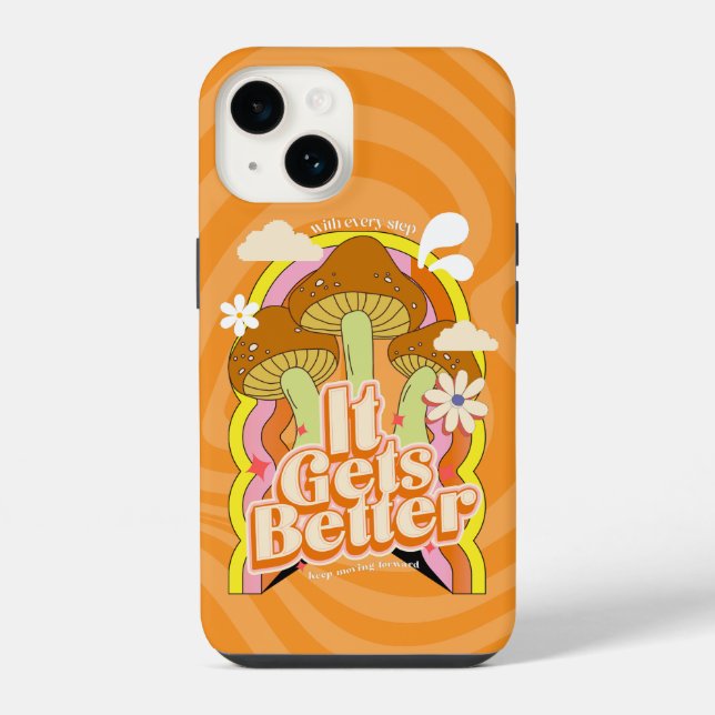 Coque iPhone Ça s'améliore | Rétro de bonnes vibrations et ambi (Verso)
